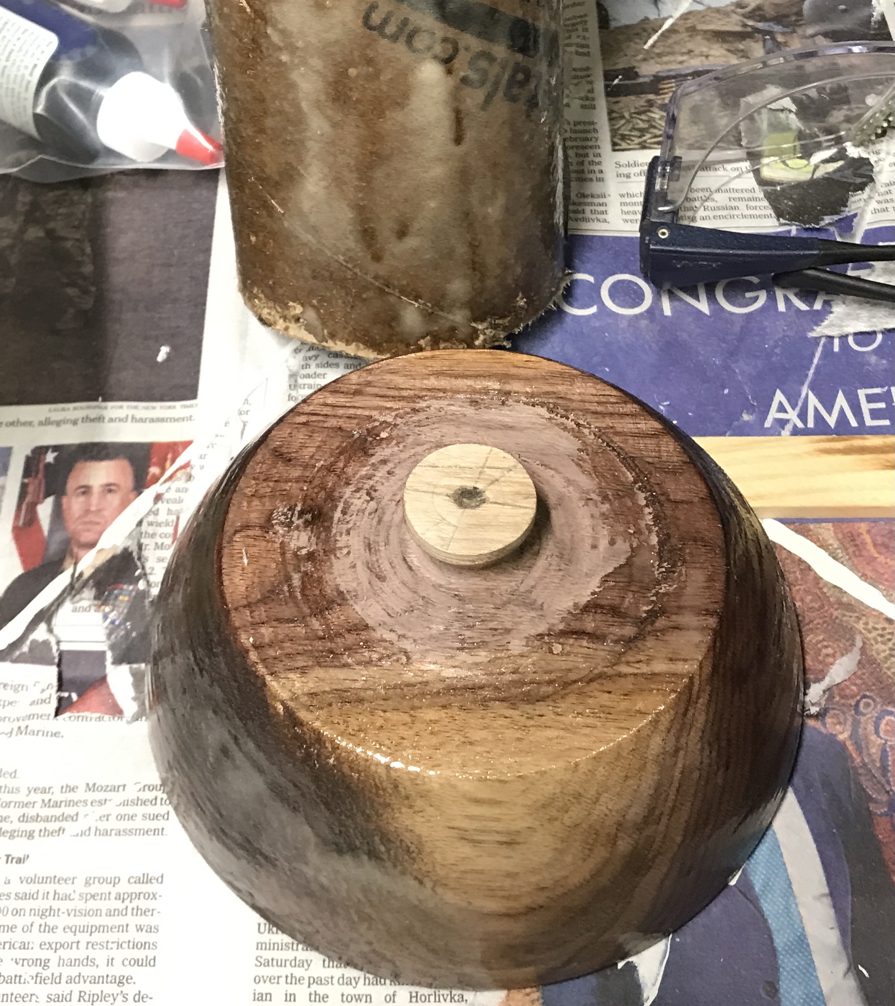 The bowl and tube afgter epoxy has dried 